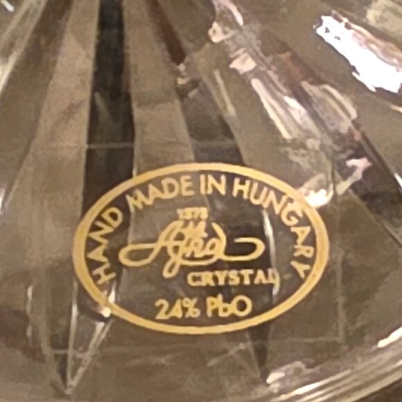 NEW AJKA ARABELLA SET 4 Cut Crystal Wine Goblets Stem Glass HUNGARY Hand Made - Picture 10 of 10